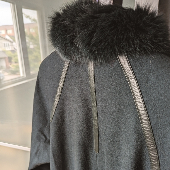 📼Gorgeous Me-Jay Montreal Vintage Full Length Wool/Fur/Leather Teal Coat - 7-8 - Picture 13 of 14